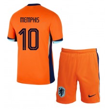 Nederland Memphis Depay #10 Hjemmedraktsett Barn EM 2024 Kortermet (+ korte bukser)